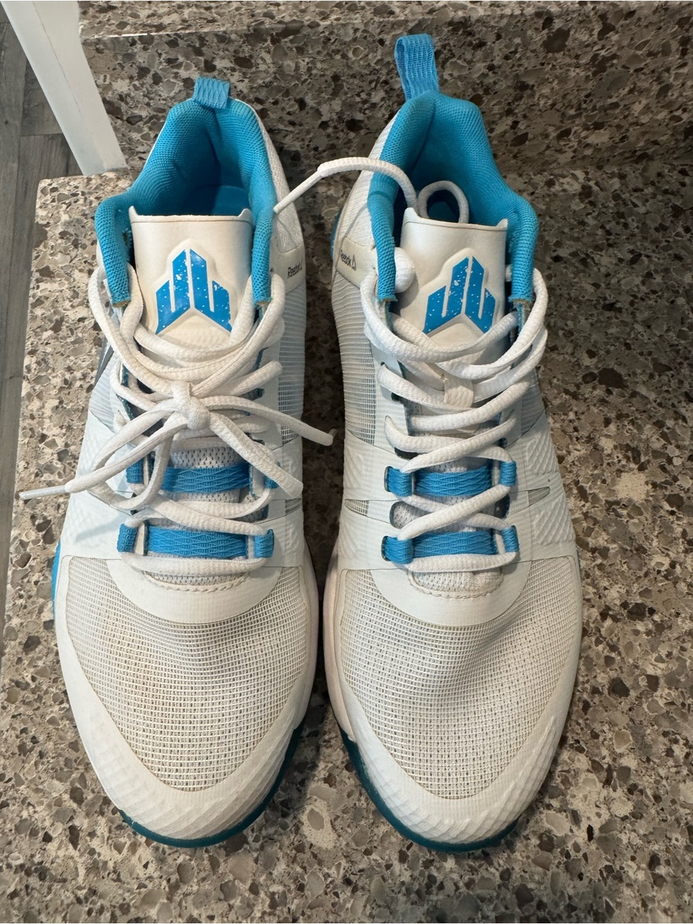 JJ Watt Reebok White and Blue Athletic Sneakers